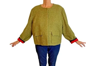 A New Day Womens 24W Green Metallic Blazer Jacket Lined Pockets C37 - Picture 1 of 8