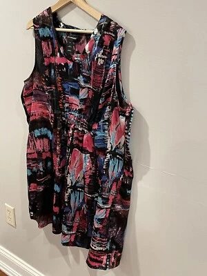 Vestido para mujer Lane Bryant sin mangas línea A arte abstracto multicolor talla 18 Foto 1 de 4