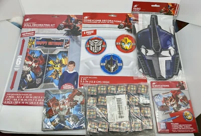 Lote Fiesta Cumpleaños Transformer - Kit Decoración Pared, Máscaras, Invitaciones, Cubos Foto 1 de 4