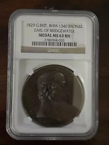 1829 Great Britain Earl Of Bridgewater Death Medal NGC MS 62 - Picture 1 of 2