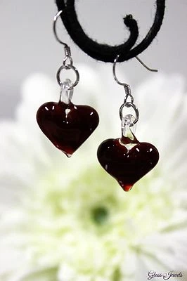 Vetro Gioielli 925 Argento Sterling Orecchini Pendenti Cuore Valentinstag #AS016 - Immagine 1 di 3