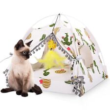 Grand Line Cat Tent with Mat, Foldable Kitten Teepee Cat Cave Bed Indoor Outd...