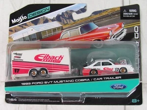 Maisto Design Tow & Go 1993 Ford SVT Mustang Cobra/Car Trailer White - Picture 1 of 6