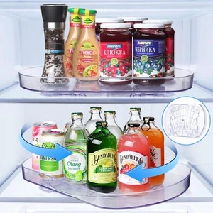 Lazy Susan Fridge Organizer, Slide 360° Rotate, Clear for Kitchen/Pantry 16"x11" - Picture 1 of 7