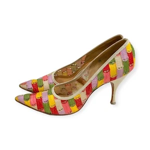 Vintage DeLiso Debs by Palter/Deliso Aria pumps, in multicolor embroidery, Size - Picture 1 of 11