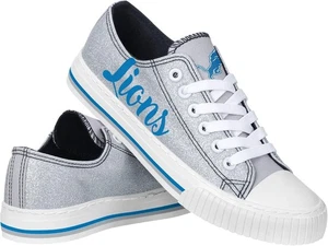 WOMEN'S DETROIT LIONS NFL SNEAKERS LOW TOP GLITTER CANVAS SHOES SIZE 7 - Picture 1 of 5