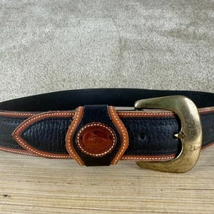 "Cinturón de cuero vintage Dooney & Bourke negro para todo clima mediano hecho en EE. UU. 30""-34""" - Imagen 1 de 14