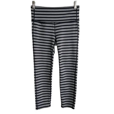 Athleta Women's Chaturanga Capri Leggings Size S Stripes Gray & Black 591368 - Image 1 of 4