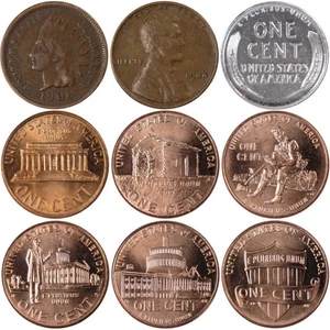 150 Years of Penny Designs Indian and Lincoln Cent 9 Coin Set - Picture 1 of 2
