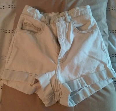 Pantalones cortos de mezclilla con puños American Apparel 100 % algodón azul Jean EE. UU. Foto 1 de 4