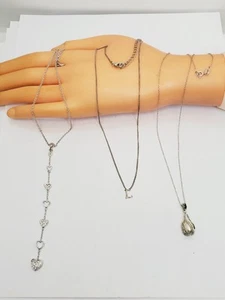 Vintage Lot Of 3 925 Sterling Silver Necklaces (12) - Picture 1 of 11