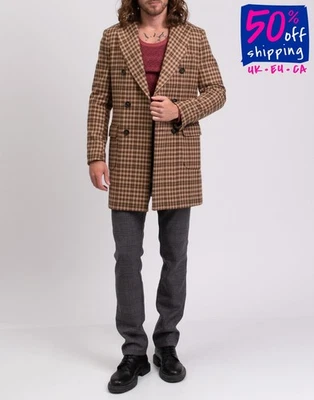 RRP€590 HEVo Coat IT46 US36 S Wool Blend Houndstooth Lined Made in Italy - Image 1 of 4