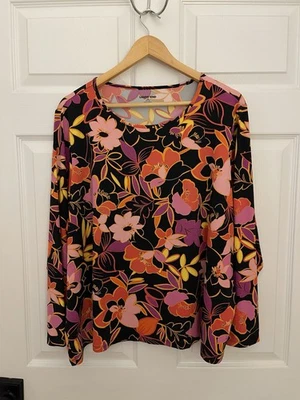 Lands End Plus 3X (24W-26W) Floral Swim Beach Rash Guard Top Longsleeve  - Image 1 of 4