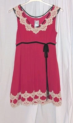 Anthropologie Yoana Baraschi 100% шелк розовый черный бежевый кружево деталь размер Med  - Изображение 1 из 4