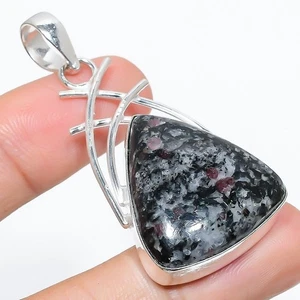 Natural Ruby Feld Jasper Gemstone 925 Sterling Silver Jewelry Pendant Size 2.35" - Picture 1 of 1