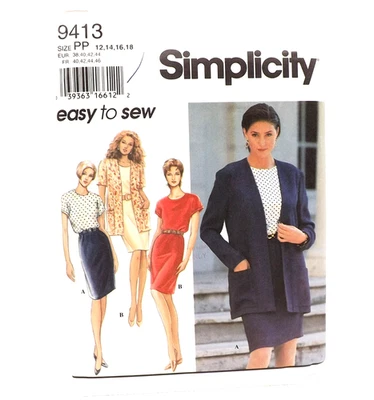 Simplicity 9413 Sewing Pattern Size 12 14 16 18 Dress Suit Jacket Ladies - Image 1 of 4