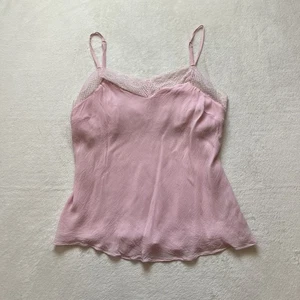 Damen y2k Coquette hellrosa Trägertop mit Spitzenbesatz Mimi Größe L - Bild 1 von 7