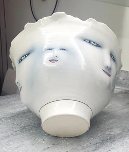 16"x10" Modernist große Gleitsman dimensionale handbemalte Porzellanschale mit 5 Gesichtern - Bild 1 von 8