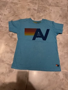 AVIATOR NATION Logo Short Sleeve T Shirt Neon Blue Youth 10 - Picture 1 of 8