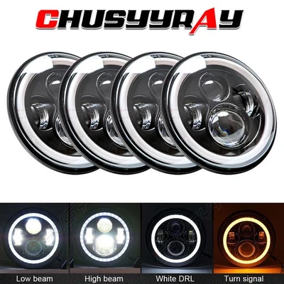 4 PIEZAS Para Chevy Chevelle 1964-1970 5.75" 5-3/4 pulgadas Redondo LED Rojo Halo Faro Foto 1 de 4