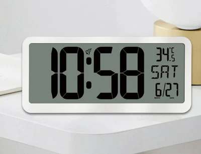 XL - Digitale Wanduhr - LED Wand/Tisch Uhr, Timer & Wecker, weiss - Bild 1 von 4