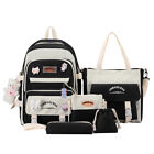 5pcs Canvas Backpacks Kawaii Cute Laptop Backpack Combo Set Travel Work Bagpacks
