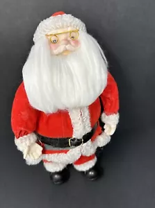 VTG Santa Claus Porcelain Face Red Velvet Suit Boots Bendable Arms Legs 10.5” - Picture 1 of 7