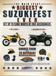 2001 PRINT AD - SUZUKI MOTORCYCLE ATV AD - SUZUKIFEST - DR-Z400E QUADMASTER 500 - Picture 1 of 1
