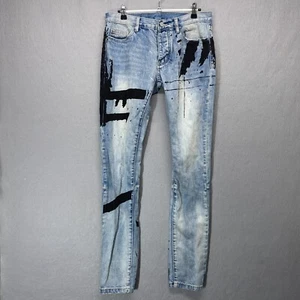 MNML Jeans Herren 30 Skinny Schwarz Paint Art Grunge 100% Baumwolle - Bild 1 von 14