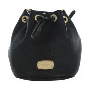 NEW MICHAEL KORS Jules Drawstring Small Leather Crossbody Bag-Black/Gold - Picture 1 of 3