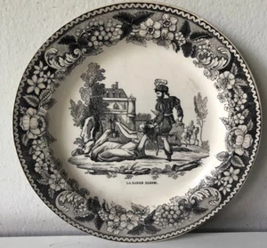 Antique MONTEREAU Plate Ceramic Decorative Plate - The Blue Beard - Picture 1 of 4