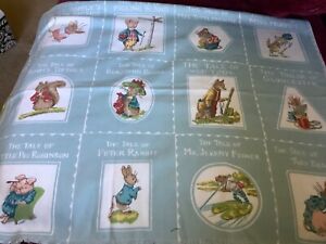 Schumacher Beatrix Potter Nursery Tales Fabric 20 Blocks Blue Background