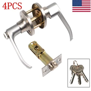 4 Pack Door Handle Lock Privacy Lever/Knob Lock Set W/3Keys for Bedroom Bathroom - Picture 1 of 12