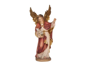 Holz Figur HL. SCHUTZENGEL / ERZENGEL GABRIEL geschnitzt H 20/16,5 cm rot. Engel - Bild 1 von 6
