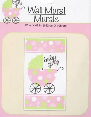 BABY GIRL Anuncio de Nacimiento ESCENA SETTER Decoración Pared/Puerta Rosa Carruaje Foto 1 de 2