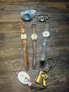Disney Lot Of 7 Watches And Key Chains Need Batteries Vintage Classic - Picture 1 of 10