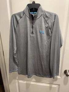 Under Armour Tech 1/4 Zip Athletic Shirt Gray Mock HeatGear Pullover Medium - Picture 1 of 7