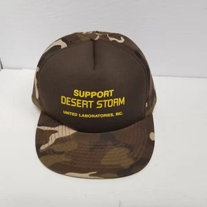 Vintage "Support Desert Storm" Camouflage Foam Snapback Hat, United Laboratories - Picture 1 of 8