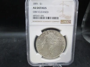 1891 US Morgan Silver Dollar NGC AU Details Obv Cleaned - Picture 1 of 4