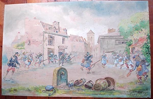 GUERRE14 18 GRANDE AQUARELLE 91/59 CM DATÉE AOÛT 1914 MILITARIA-DÉDICACÉE-SIGNÉE - Bild 1 von 9