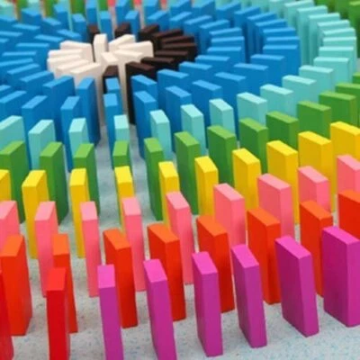 720Pcs Wooden Coloured Tumbling Dominoes Family Games Kids Play Set Toy Gift AU - image 1 of 4