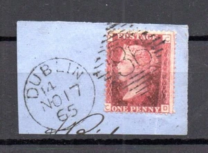 Ireland 1865 old UK Victoria stamp (Michel 16) nice used Dublin on coverpart - Picture 1 of 2