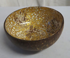 Hand Crafted decorative Coconut Bowl gold cream brown Lacquered Inside