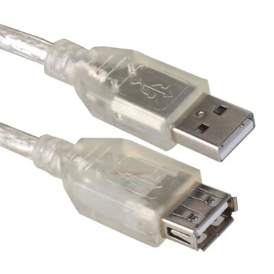 Clear USB Extension Cable 2.0 Male to Female High Speed Lead 1m 2m 3m 5m - Image 1 of 4