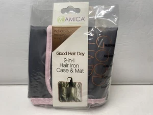 Miamica Good Hair Day 2-In-1 Hair Iron Case & Mat • Grey & Pink - Picture 1 of 2