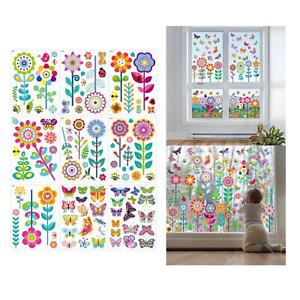 Colorful Flower Window Stickers, 9 Sheets, Reusable Centerpieces