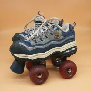 Girls Skechers Sport Quad 4 Wheelers Roller Skates Size 1 Blue Silver Pink 9908L - Picture 1 of 10