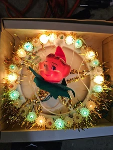 Vintage Pixie Elfe Weihnachtsbaumspitze Lichtkreis mit Box funktioniert wenige Glühbirnen raus #1 - Bild 1 von 11