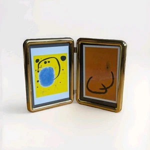 Vintage Gold Double Hinged Picture Frame by Fetco – 5x7" Brass-Tone Metal – MCM - Afbeelding 1 van 12