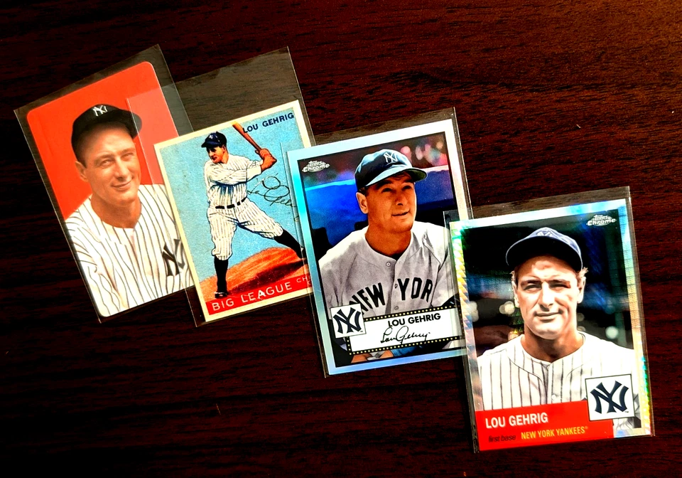 Lote de cartas de baralho Lou Gehrig Yankees 1973 Smithsonian '88 Goudey RP prisma cromado - Imagem 1 de 1